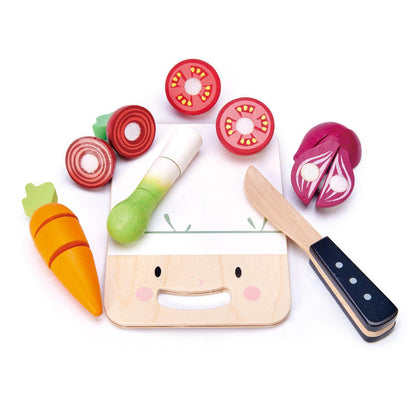 Set tocător și legume, din lemn premium - Mini Chef Chopping Board - 16 piese - Tender Leaf Toys-Tender Leaf Toys-2-Jocozaur