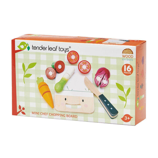 Set tocător și legume, din lemn premium - Mini Chef Chopping Board - 16 piese - Tender Leaf Toys-Tender Leaf Toys-1-Jocozaur