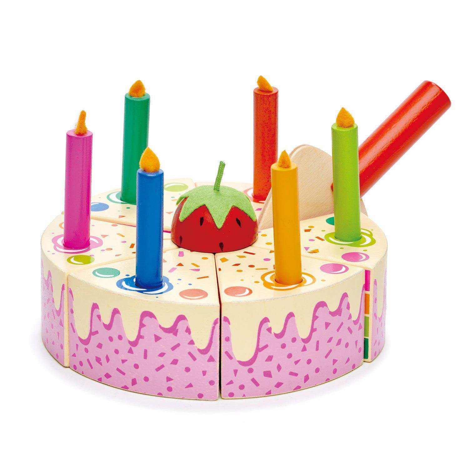Tort pentru aniversări Curcubeu, din lemn premium- Rainbow Birthday Cake - 14 piese - Tender Leaf Toys-Tender Leaf Toys-2-Jocozaur
