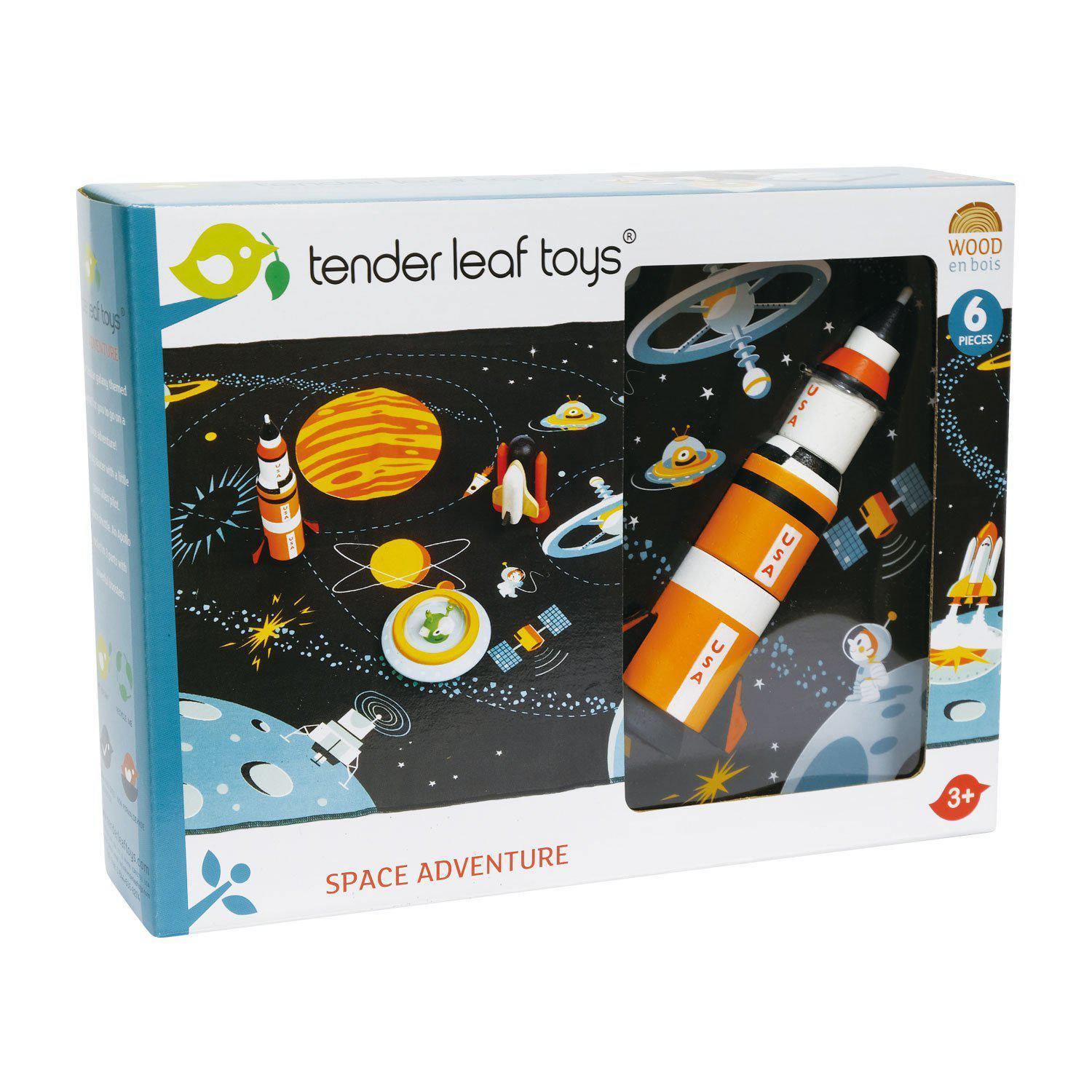 Set Aventură în Spațiu, din lemn - Space Adventure - 6 piese - Tender Leaf Toys-Tender Leaf Toys-1-Jocozaur