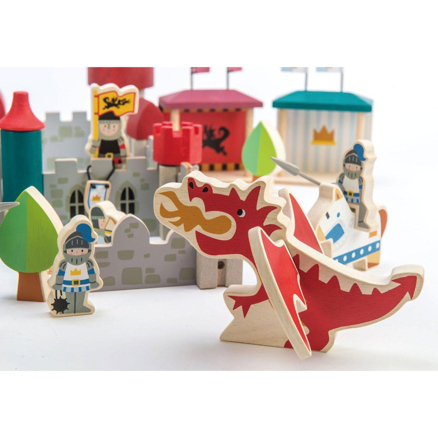 Castel regesc, din lemn premum - Royal Castle - 100 piese - Tender Leaf Toys-Tender Leaf Toys-2-Jocozaur