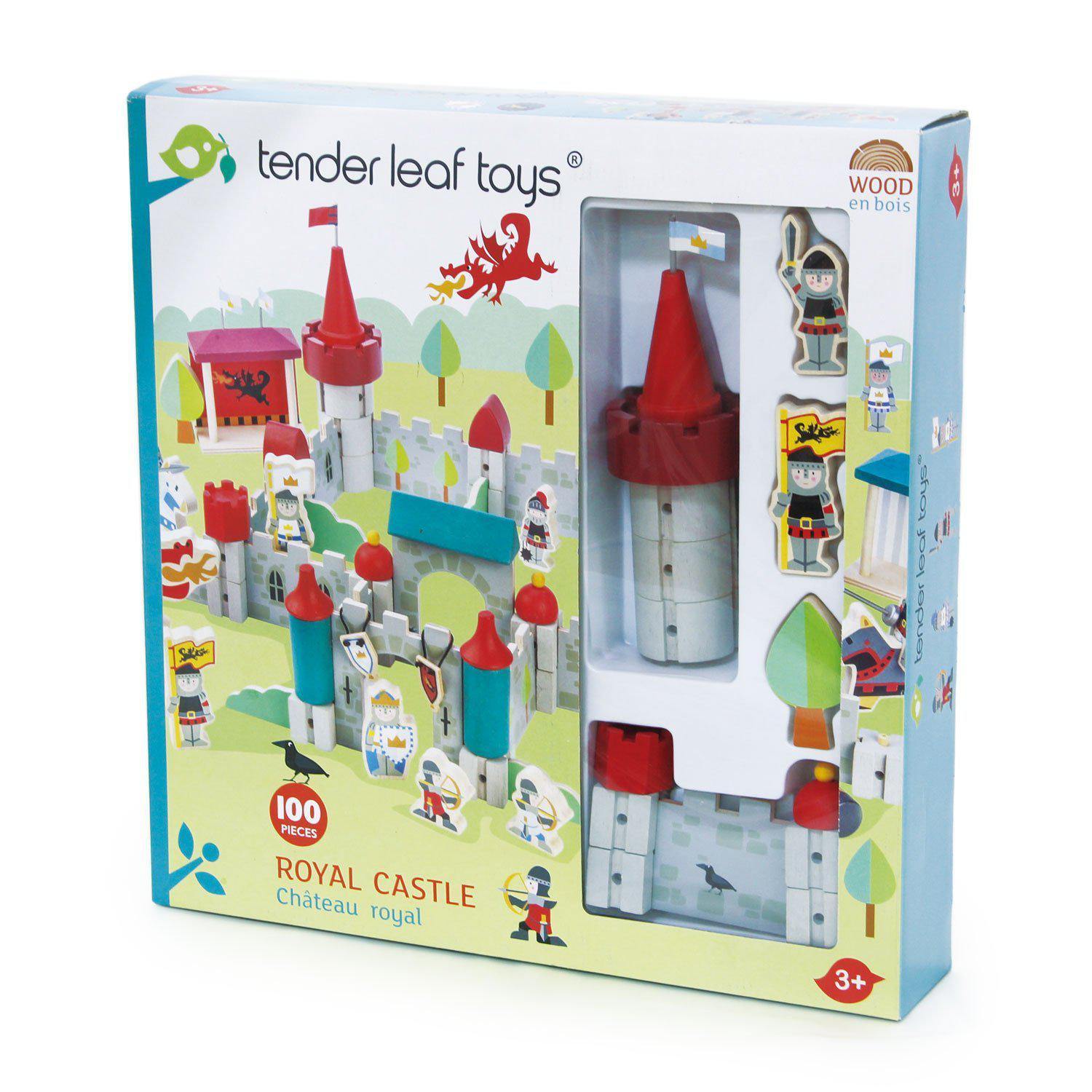 Castel regesc, din lemn premum - Royal Castle - 100 piese - Tender Leaf Toys-Tender Leaf Toys-1-Jocozaur