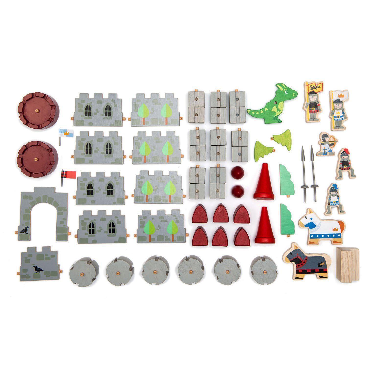 Castelul Dragonului, din lemn premium - Dragon Castle - 59 piese - Tender Leaf Toys-Tender Leaf Toys-3-Jocozaur