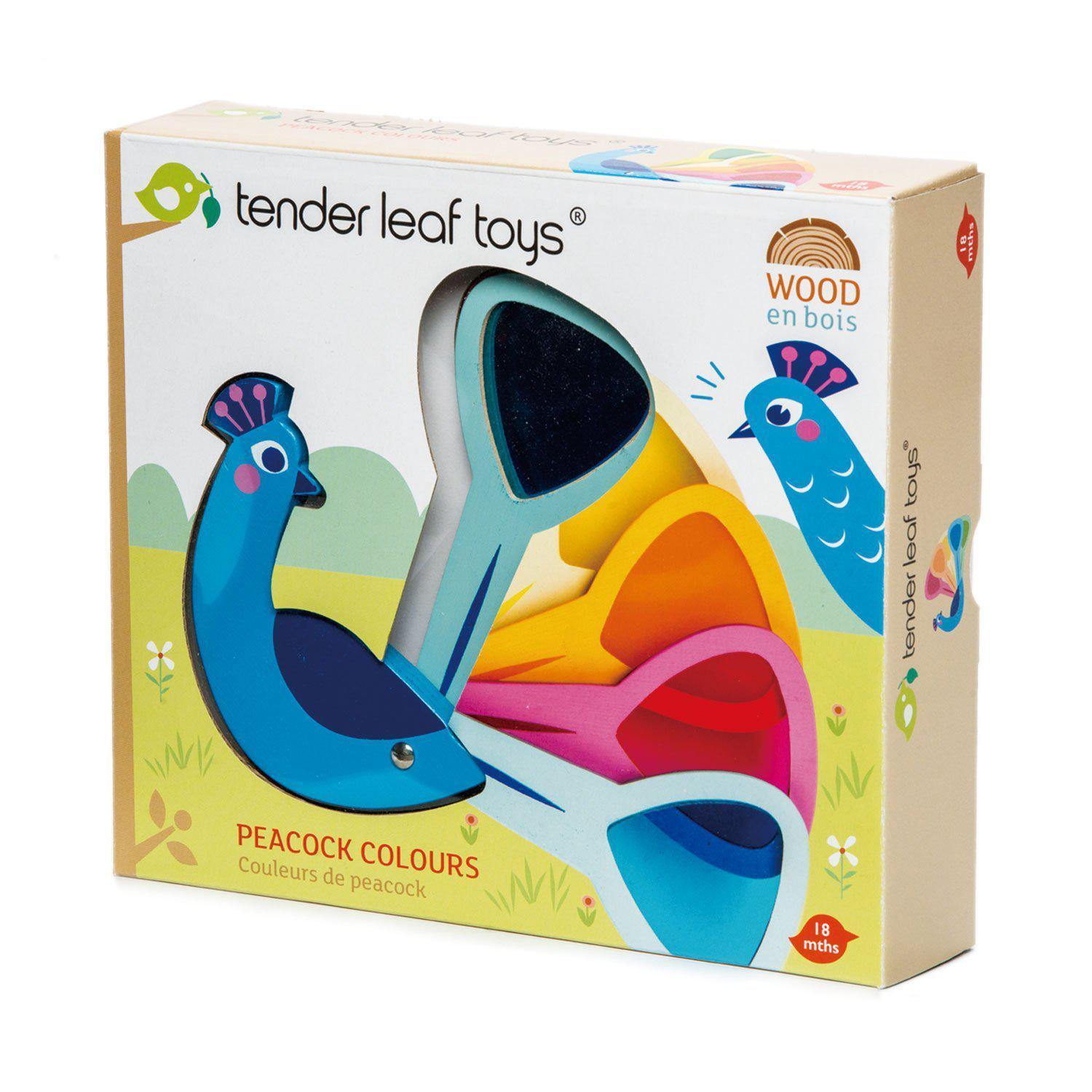 Păunul colorat, din lemn premium -Peacock Colours - Tender Leaf Toys-Tender Leaf Toys-1-Jocozaur
