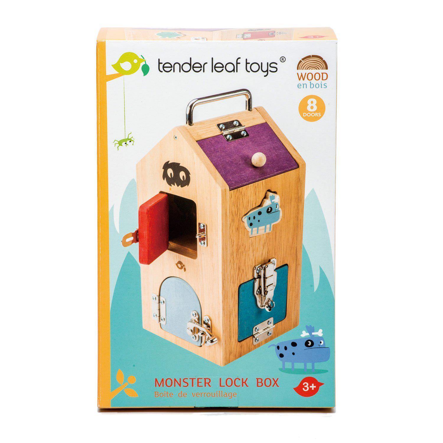 Szörnydoboz, prémium minőségű fából - Monster Lock Box - 8 uși încuiate - Tender Leaf Toys-Tender Leaf Toys-1-Játszma.ro - A maradandó élmények boltja