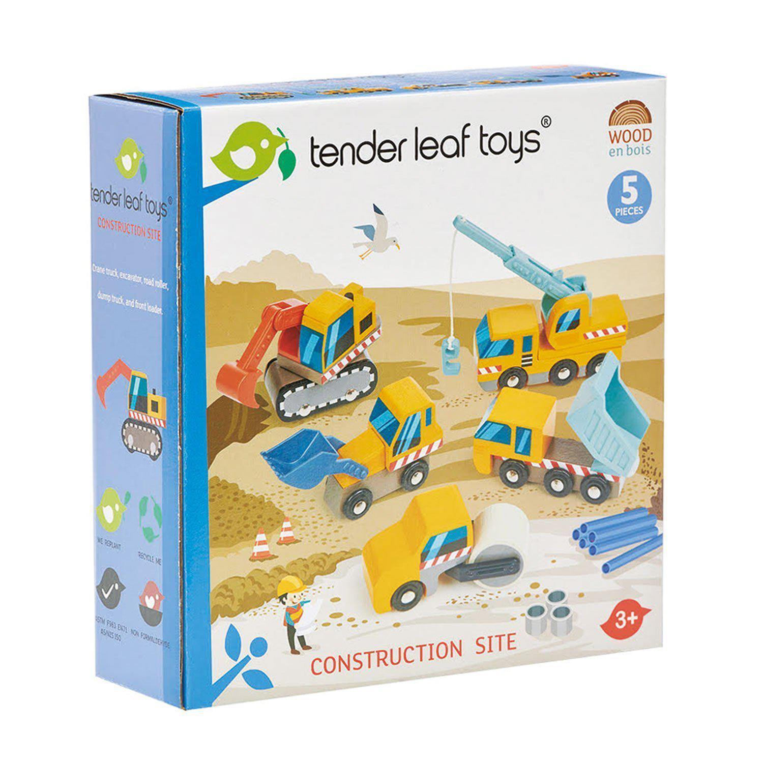 Építő készlet, prémium minőségű fából - Construction Site - 5 darab -Tender Leaf Toys-Tender Leaf Toys-1-Játszma.ro - A maradandó élmények boltja