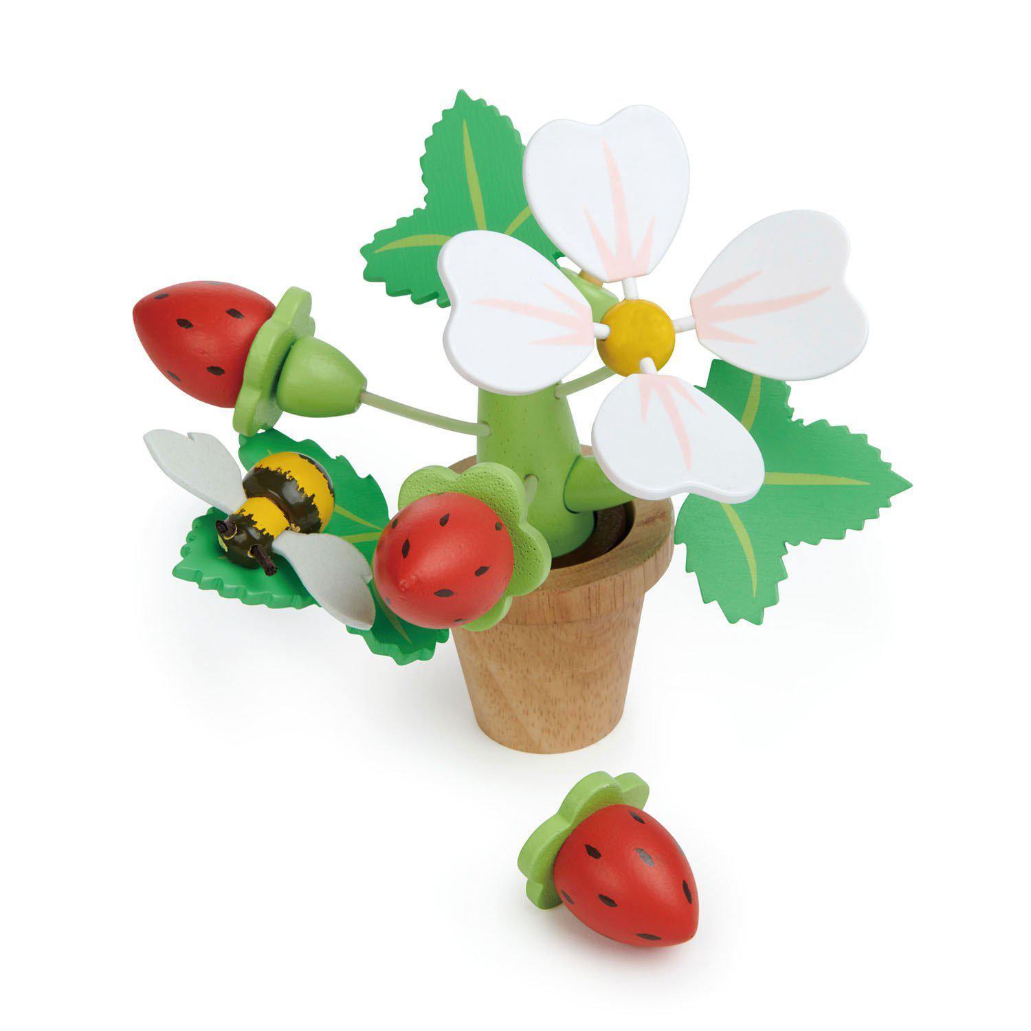 Căpșuni în ghiveci, din lemn premium - Strawberry Flower Pot - 13 piese - Tender Leaf Toys-Tender Leaf Toys-3-Jocozaur