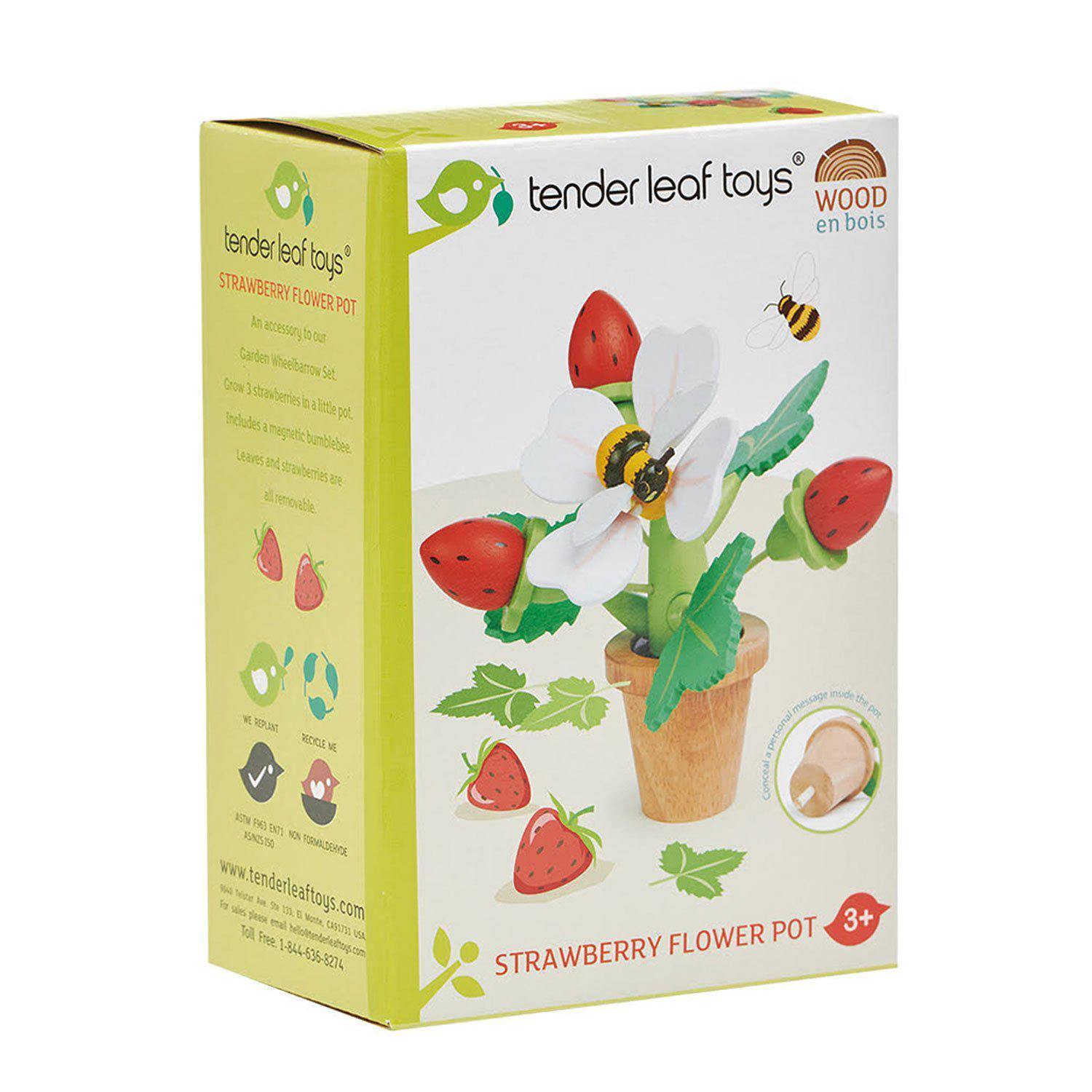 Căpșuni în ghiveci, din lemn premium - Strawberry Flower Pot - 13 piese - Tender Leaf Toys-Tender Leaf Toys-1-Jocozaur