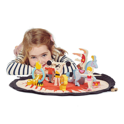 Sacul cu povești de la circ, din lemn premium - Circus Stacker - 16 piese, conține o planșă din material textil - Tender Leaf Toys-Tender Leaf Toys-4-Jocozaur