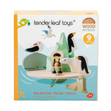 Munte polar, jucărie din lemn premium - Balancing Polar Circle - 9 piese - Tender Leaf Toys