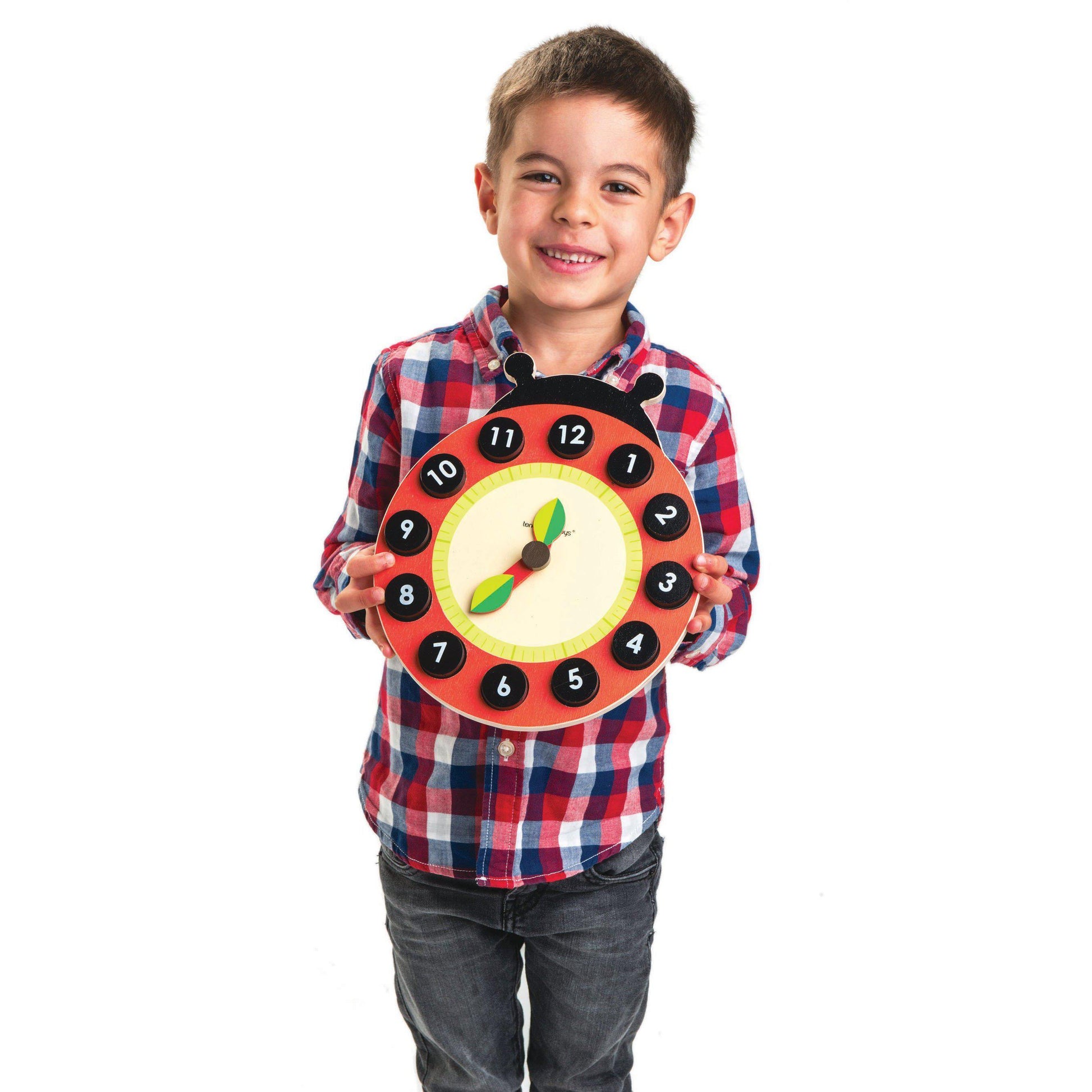 Ceas educativ Buburuza, din lemn premium - Ladybug Teaching Clock - Tender Leaf Toys-Tender Leaf Toys-3-Jocozaur