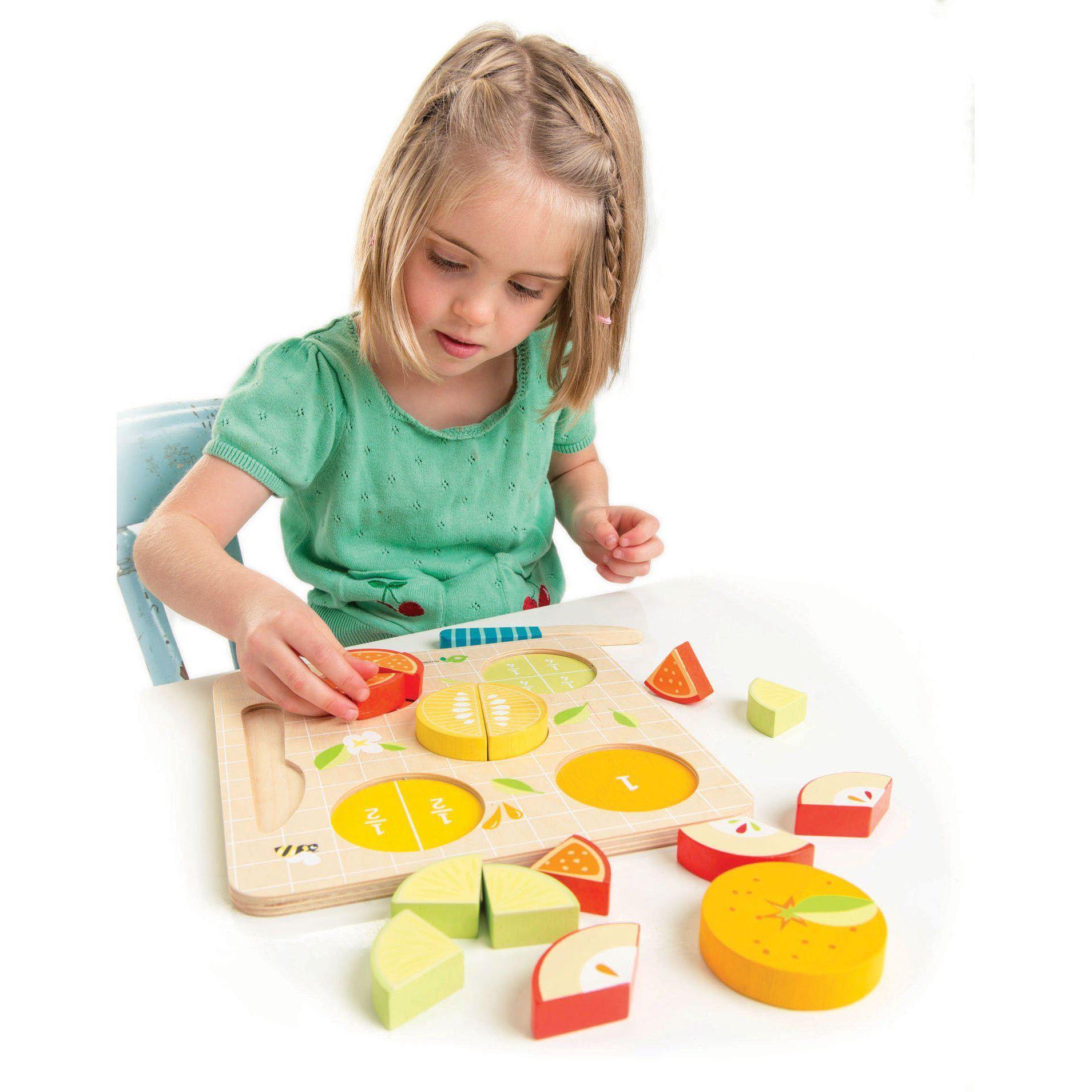 Puzzle educativ Fracționarea fructelor, din lemn premium - Citrus Fractions - Tender Leaf Toys-Tender Leaf Toys-2-Jocozaur