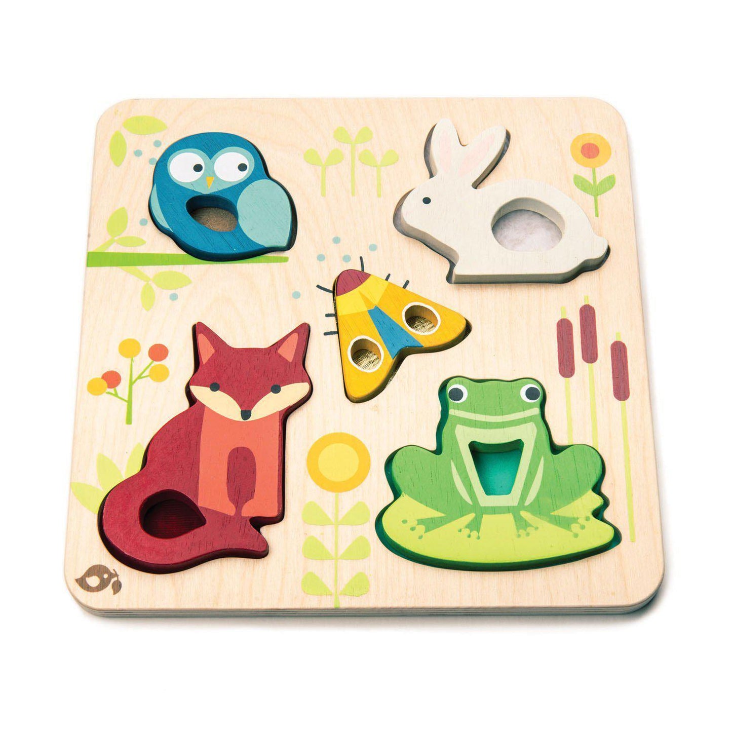 Puzzle educativ senzorial tactil Animăluțe din pădure, din lemn premium - Touchy Feely Animals - Tender Leaf Toys-Tender Leaf Toys-1-Jocozaur