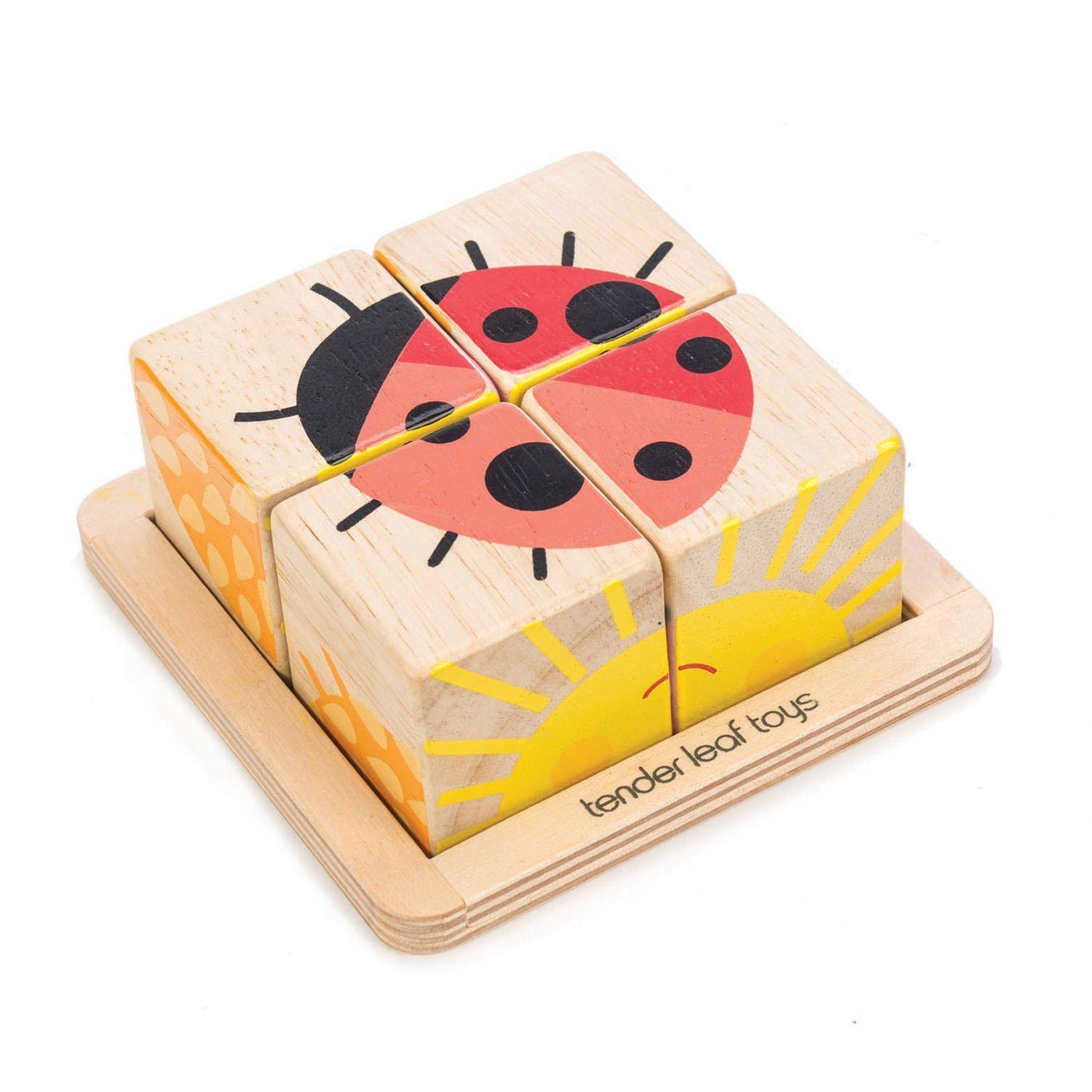 Puzzle educativ Cuburi ilustrate, din lemn premium -Baby Blocks - 5 piese - Tender Leaf Toys-Tender Leaf Toys-2-Jocozaur