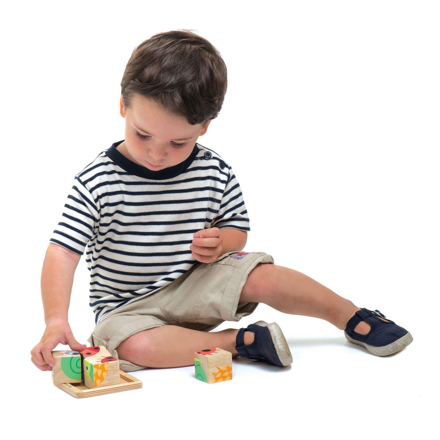 Puzzle educativ Cuburi ilustrate, din lemn premium -Baby Blocks - 5 piese - Tender Leaf Toys-Tender Leaf Toys-4-Jocozaur