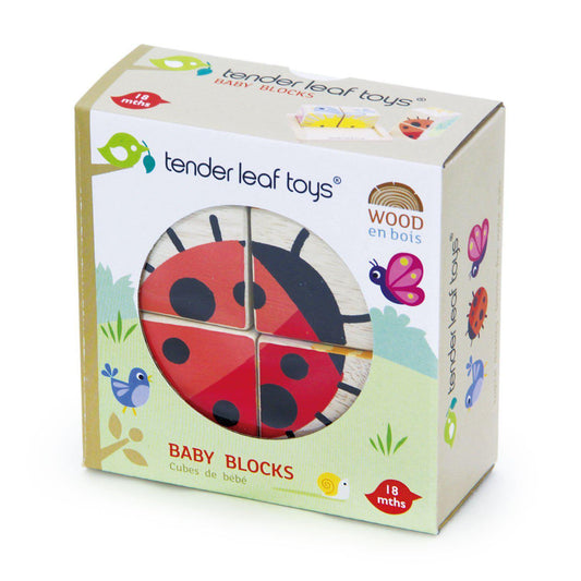 Puzzle educativ Cuburi ilustrate, din lemn premium -Baby Blocks - 5 piese - Tender Leaf Toys-Tender Leaf Toys-1-Jocozaur