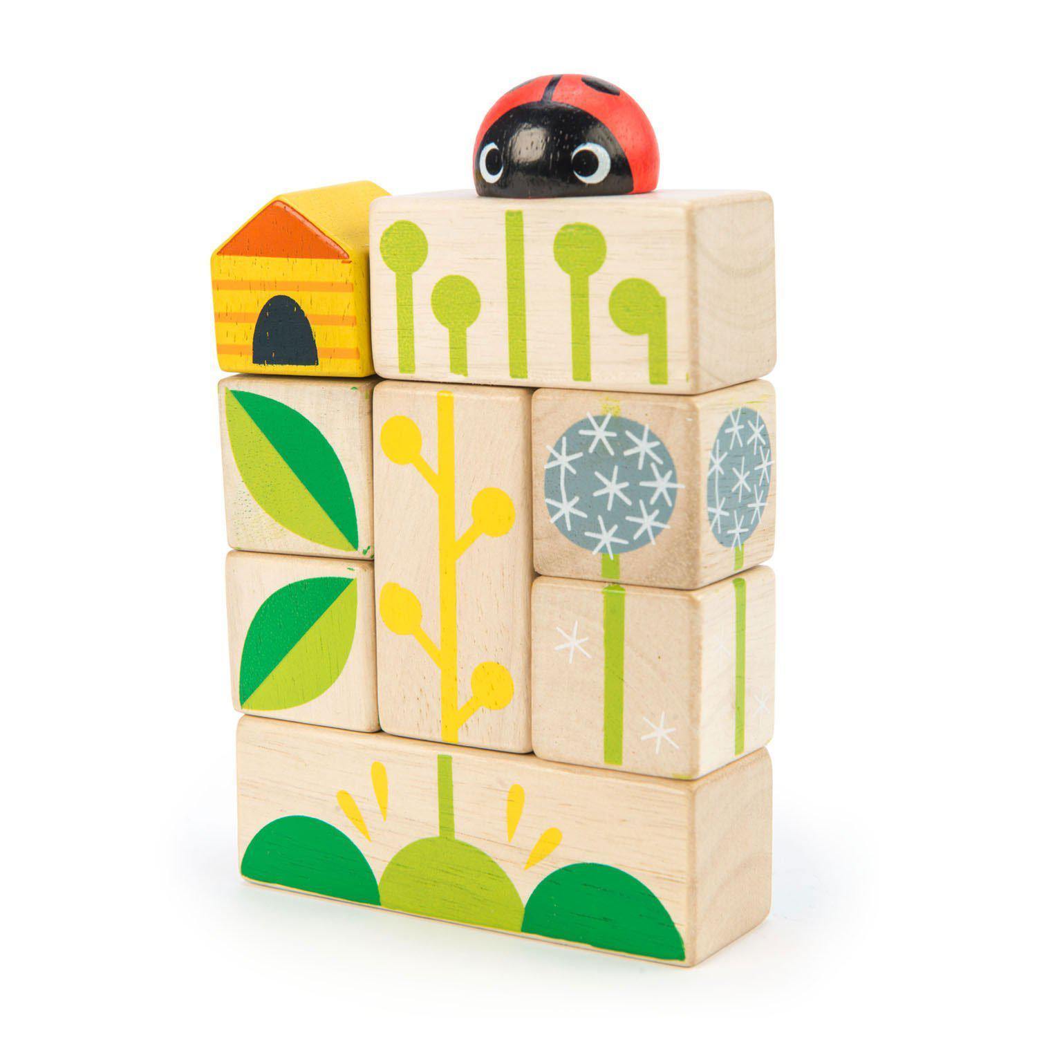 Cuburi stivuibile cu ilustrații din grădină, din lemn premium - Garden Blocks - 24 piese - Tender Leaf Toys-Tender Leaf Toys-3-Jocozaur