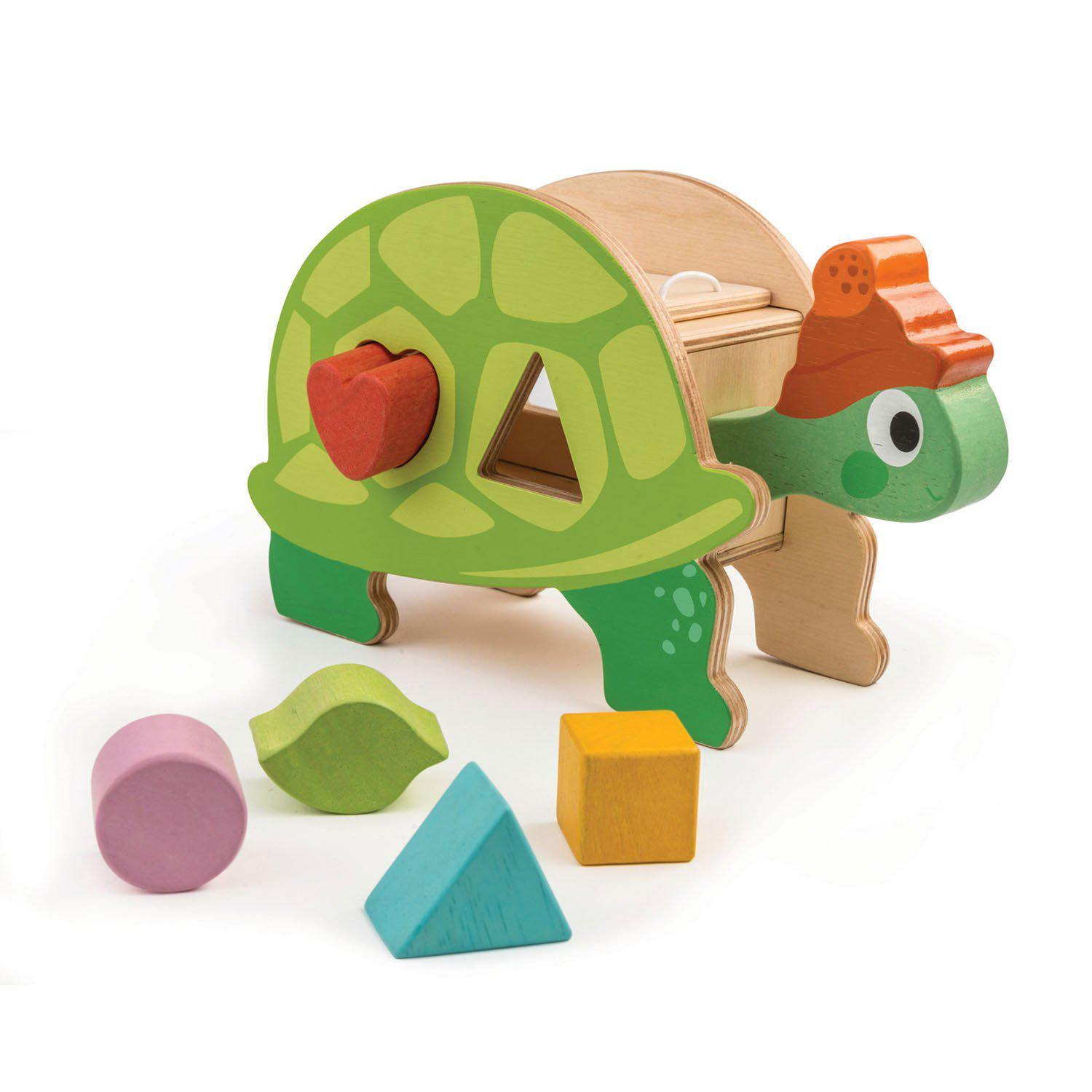 Broască țestoasă didactică, din lemn premium - Tortoise Shape Sorter - 6 piese - Tender Leaf Toys-Tender Leaf Toys-2-Jocozaur
