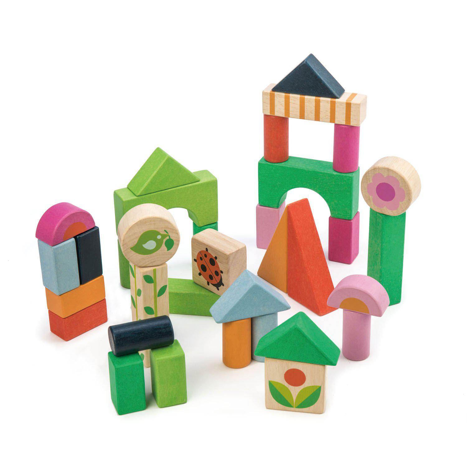 Cuburi cu ilustrații din gospodărie, din lemn premium - Courtyard Blocks - 35 piese - Tender Leaf Toys-Tender Leaf Toys-2-Jocozaur