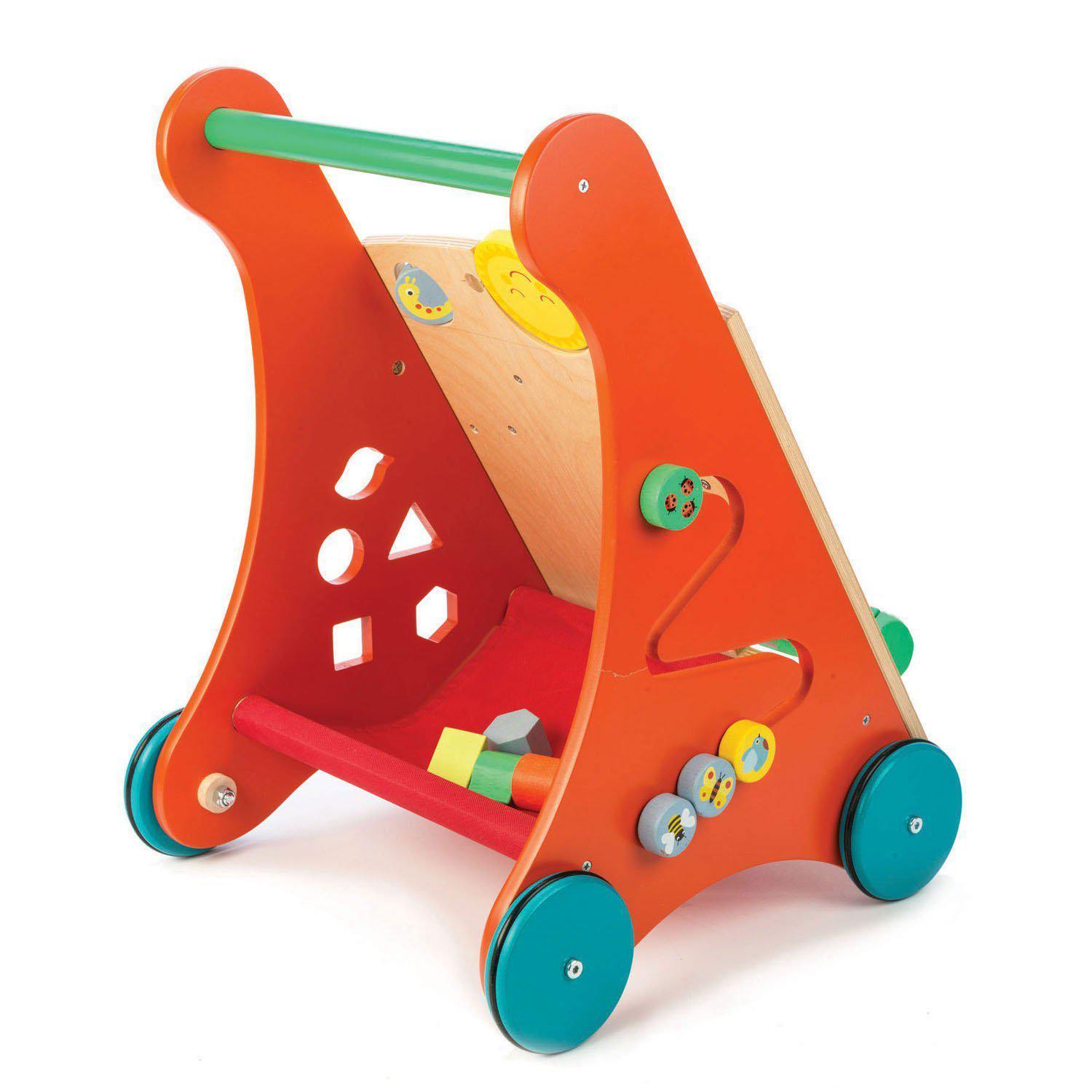 Antemergător cu activități în grădină, din lemn premium - Baby Block Walker - 10 activități - Tender Leaf Toys-Tender Leaf Toys-3-Jocozaur