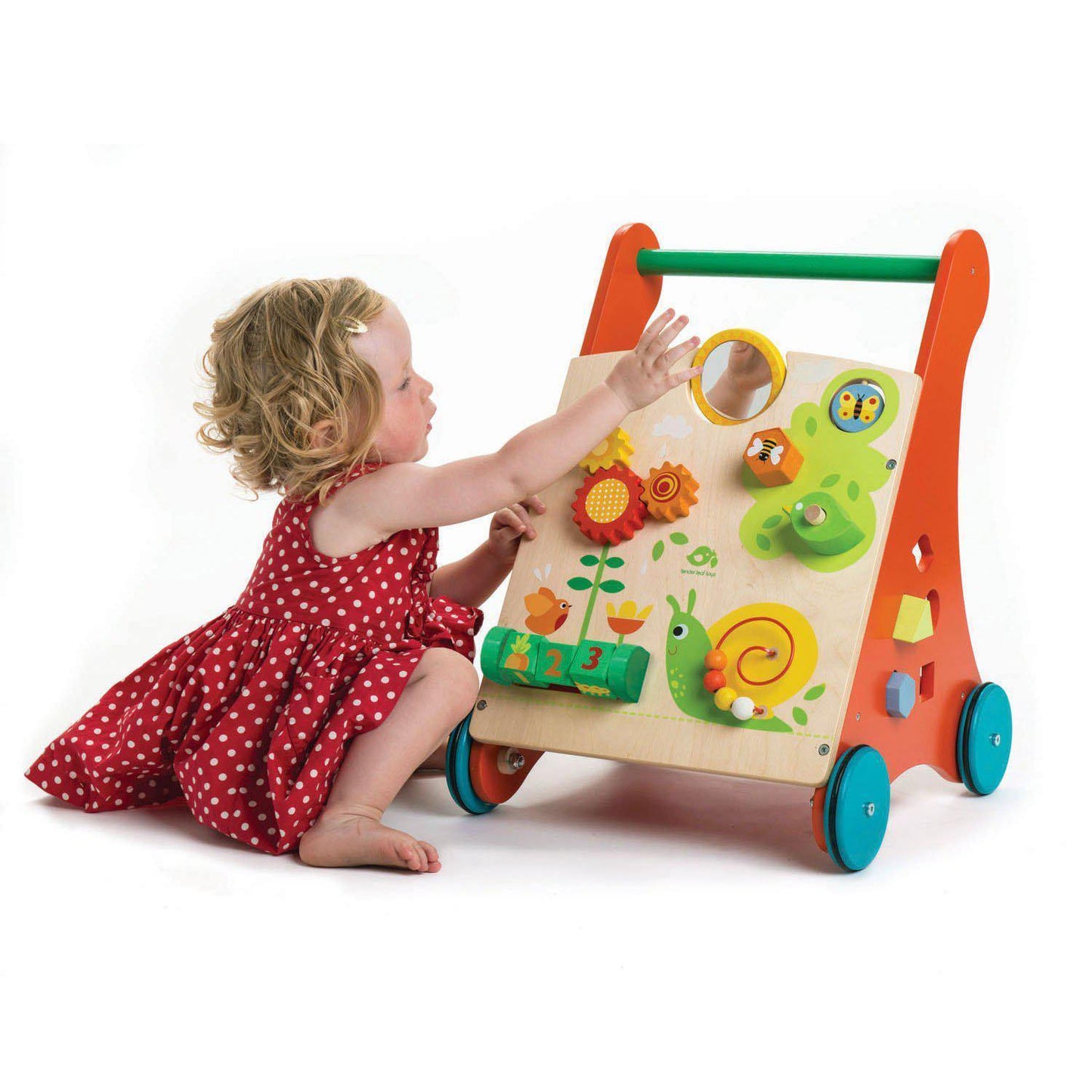 Antemergător cu activități în grădină, din lemn premium - Baby Block Walker - 10 activități - Tender Leaf Toys-Tender Leaf Toys-4-Jocozaur