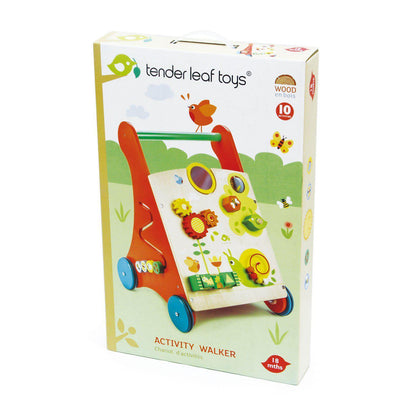 Antemergător cu activități în grădină, din lemn premium - Baby Block Walker - 10 activități - Tender Leaf Toys-Tender Leaf Toys-1-Jocozaur