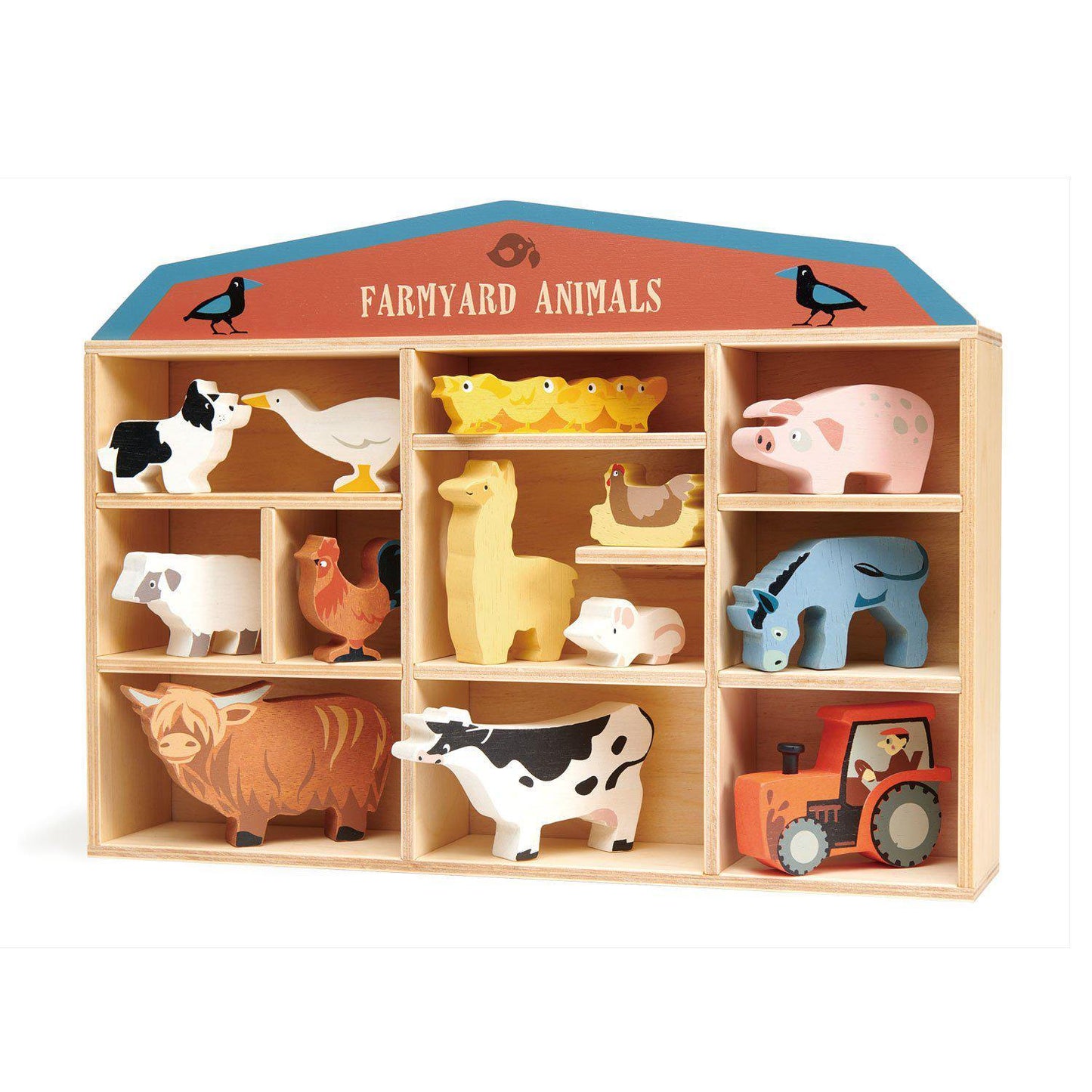 Animale domestice pe raft, din lemn premum - Farmyard set - 13 piese - Tender Leaf Toys-Tender Leaf Toys-2-Jocozaur