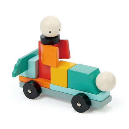 Joc de construit magnetic Racing, din lemn premium - Racing Magblocs - 14 piese -Tender Leaf Toys-Tender Leaf Toys-2-Jocozaur