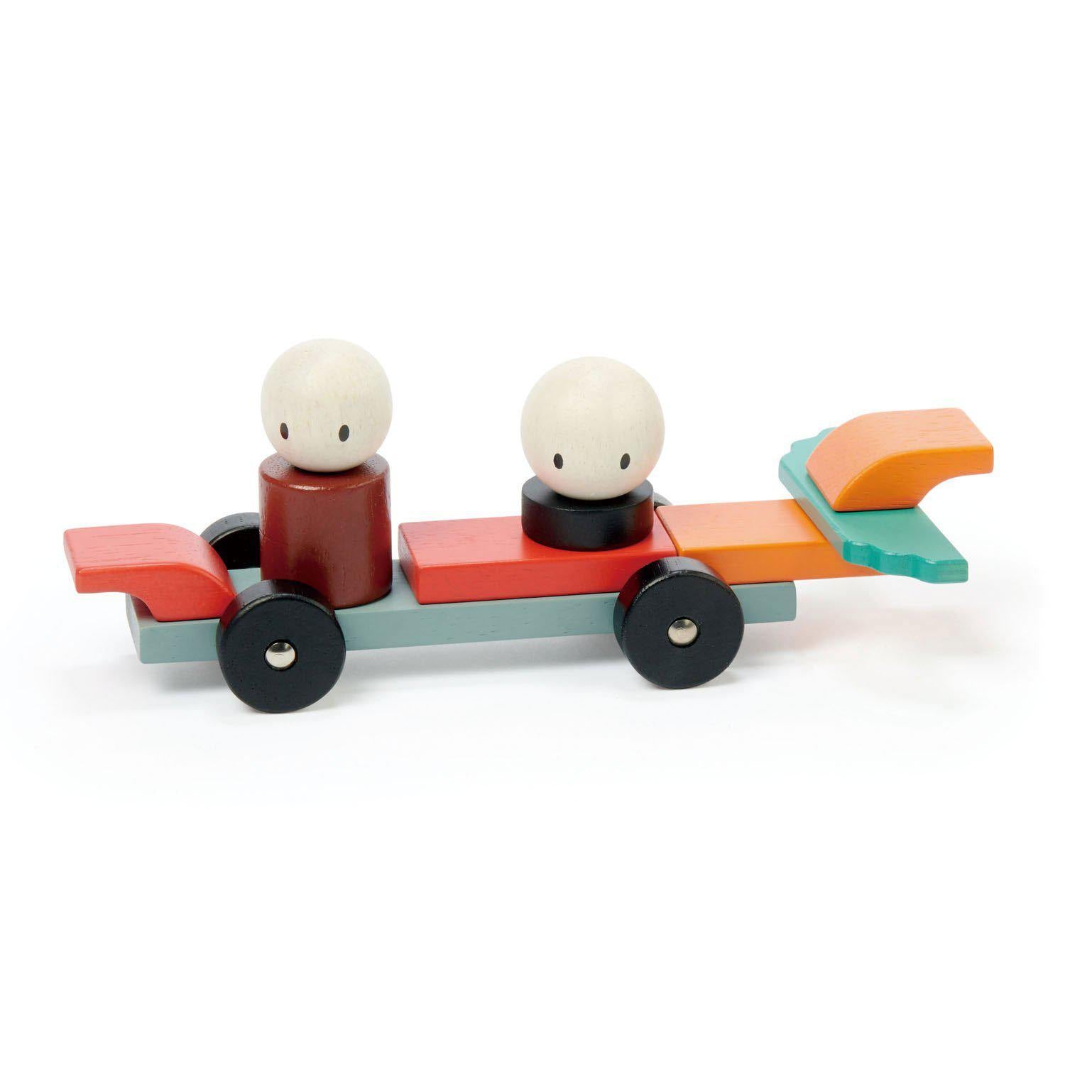 Joc de construit magnetic Racing, din lemn premium - Racing Magblocs - 14 piese -Tender Leaf Toys-Tender Leaf Toys-8-Jocozaur