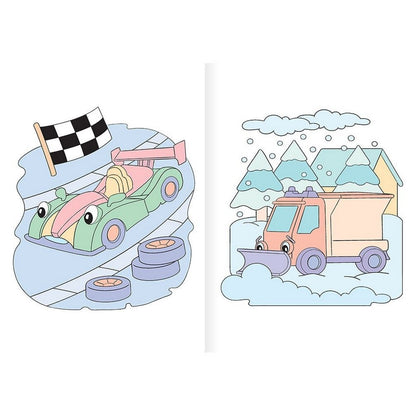Vehicule vesele - carte de colorat cu apa