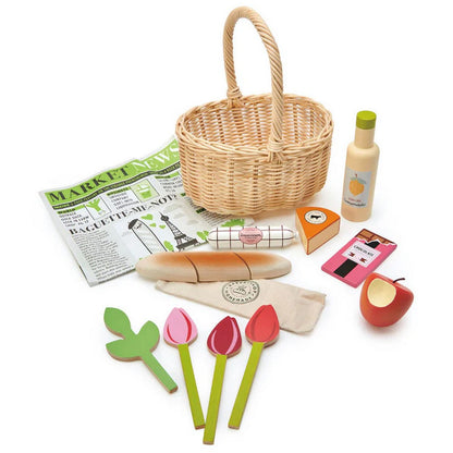 Coș de cumpărături din rachita- Wicker Shopping Basket - Tender Leaf Toys - TL8286