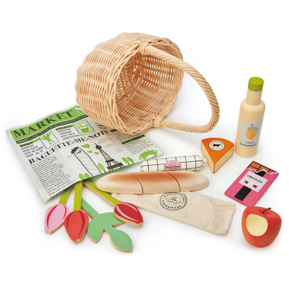 Coș de cumpărături din rachita- Wicker Shopping Basket - Tender Leaf Toys - TL8286