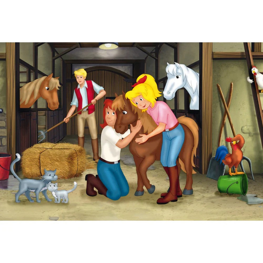 Puzzle Schmidt: Bibi & Tina Set de 2 x 100 si 2 x 150 piese + Bonus: cufar metalic