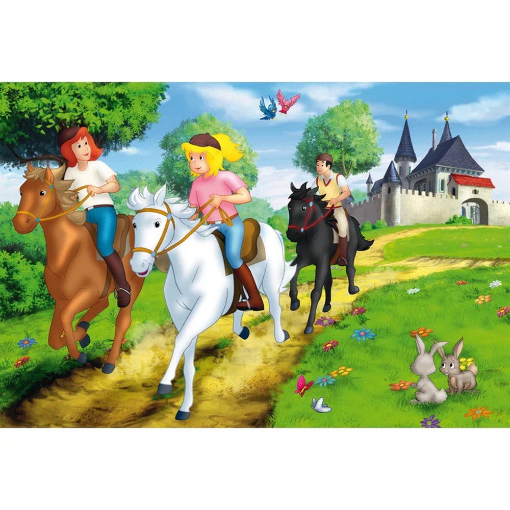 Puzzle Schmidt: Bibi & Tina Set de 2 x 100 si 2 x 150 piese + Bonus: cufar metalic