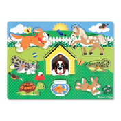 Melissa & Doug Puzzle din lemn educativ - Animale de companie, 8 piese