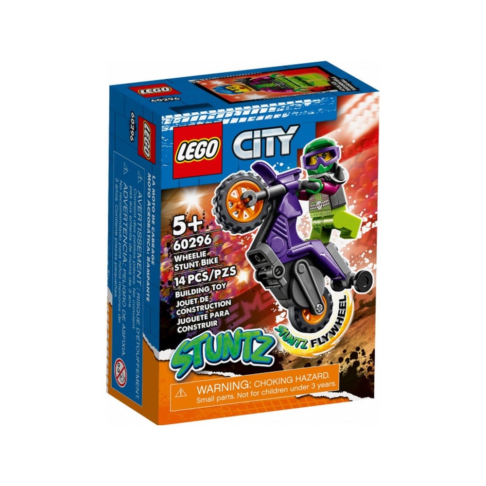 LEGO City -  Motocicleta de cascadorii Wheelie 60296, 14 piese
