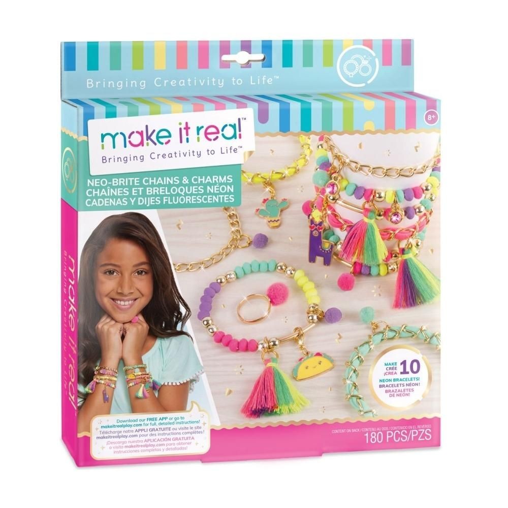 Make It Real - Set de creație brățări, Chic Neon Pom-Pom
