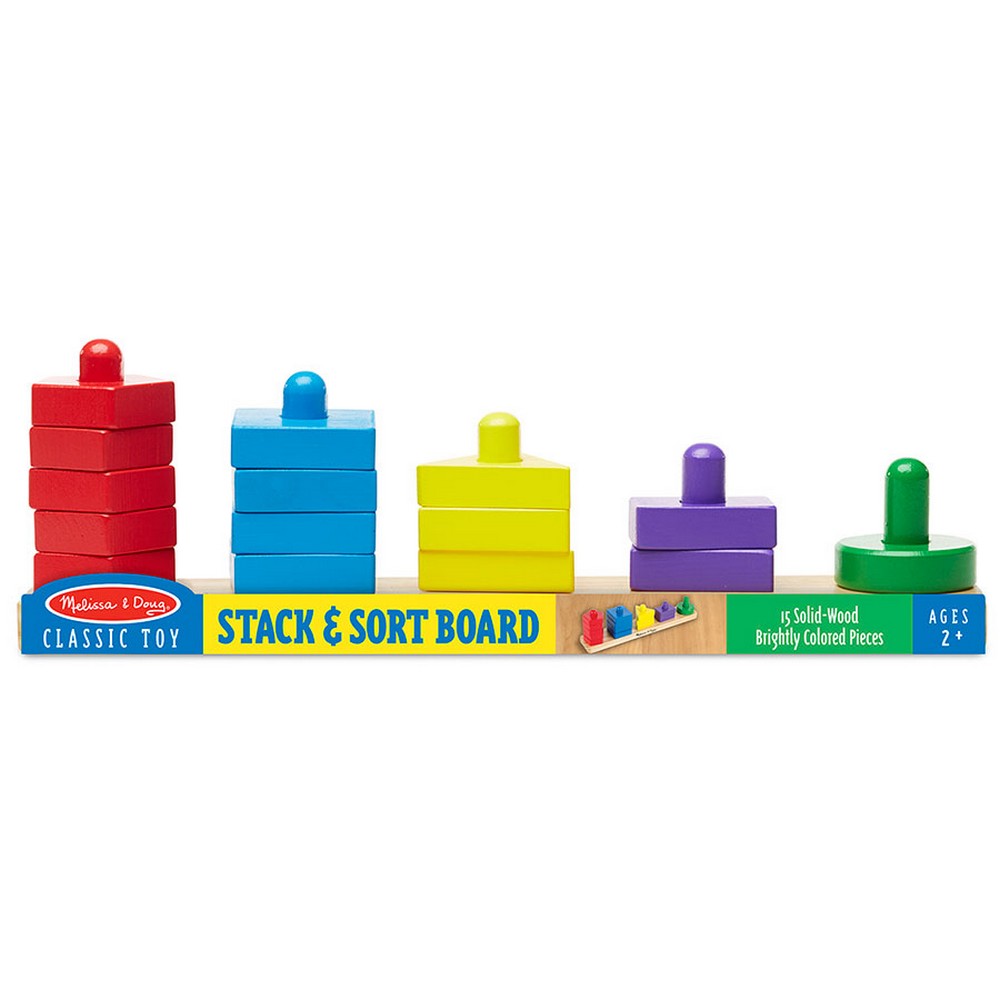 Melissa & Doug Joc din lemn pentru dezvoltarea abilităților - Turn de construit cu forme