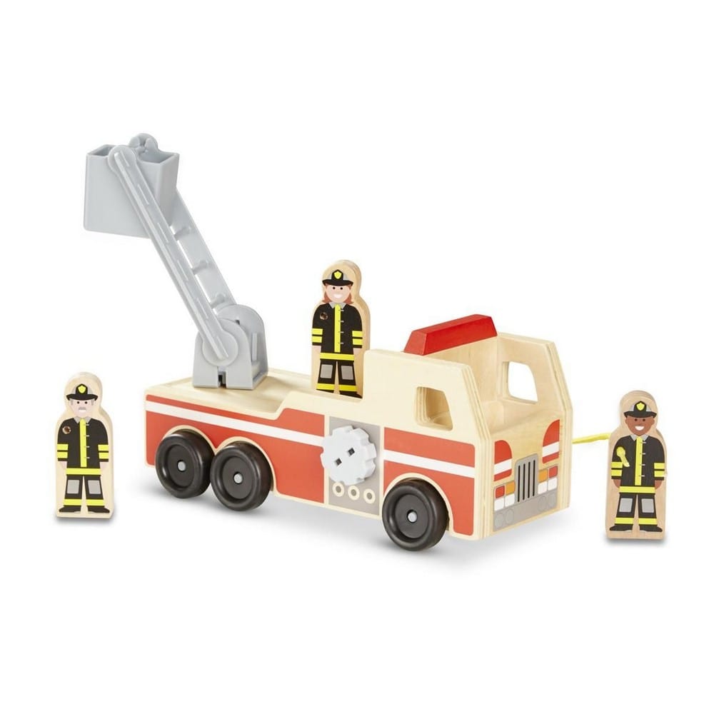 Melissa & Doug Vehicul din lemn, Camion de pompieri cu scară