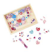 Melissa & Doug - Joc creativ, Set de mărgele din lemn, inimioare