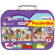 Puzzle Schmidt: Schleich - Horse Club, 4 în 1 (2x60, 2x100), în cutie metalică