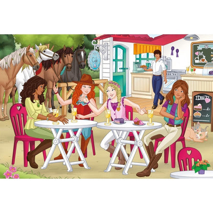 Puzzle Schmidt: Schleich - Horse Club, Set de 2 x 60 piese si 2 x 100 piese + Bonus: cufar metalic