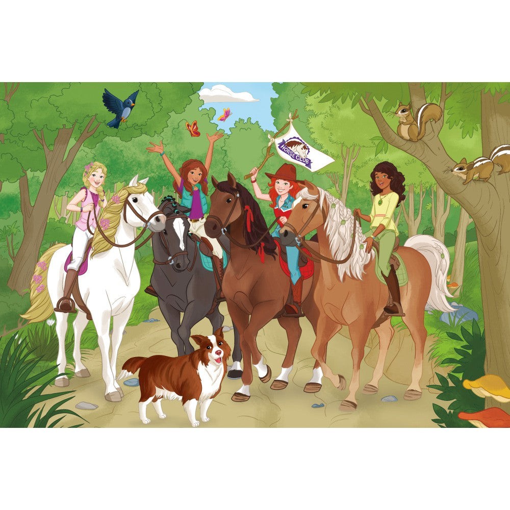 Puzzle Schmidt: Schleich - Horse Club, Set de 2 x 60 piese si 2 x 100 piese + Bonus: cufar metalic