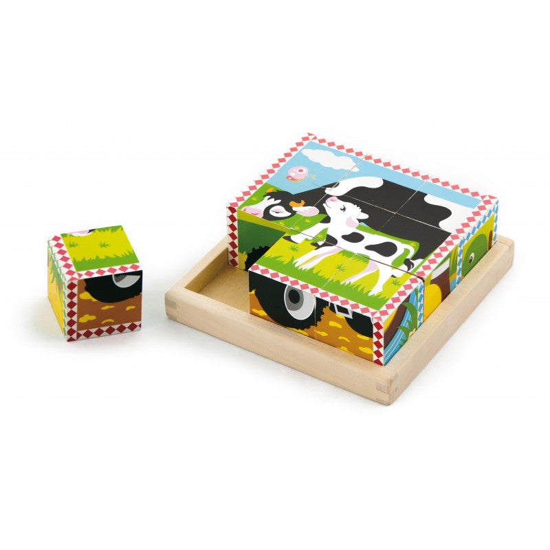 Puzzle cu imagini 6 în 1 cu cuburi de povești, Viga