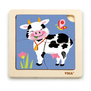 Puzzle din lemn cu vacă, 4 piese, Viga