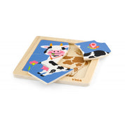 Puzzle din lemn cu vacă, 4 piese, Viga