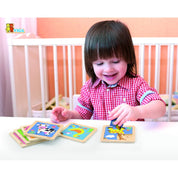 Puzzle din lemn cu vacă, 4 piese, Viga