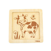 Puzzle din lemn cu vacă, 4 piese, Viga