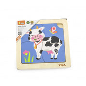 Puzzle din lemn cu vacă, 4 piese, Viga