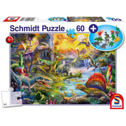 Puzzle Schmidt: Dinozauri, 60 de piese + Cadou figurine cu dinozauri